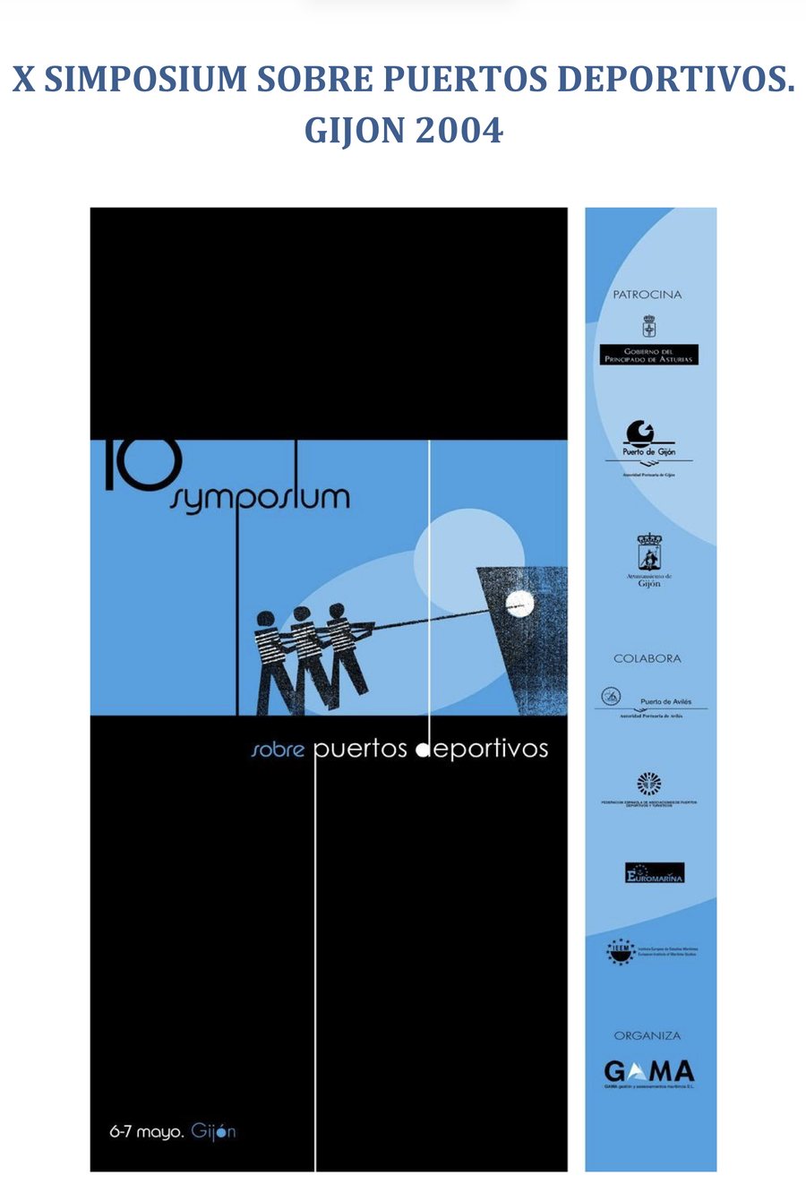 Cartel del X Symposium sobre Puertos Deportivos celebrado en Gijón en 2004.